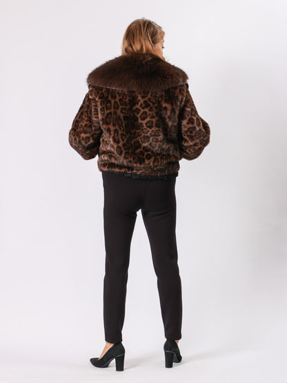 金具付レオパード柄ショートコート(GIOVANNI)