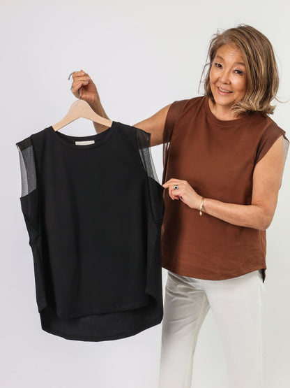 シアーフレンチスリーブTシャツ（Mylanka）