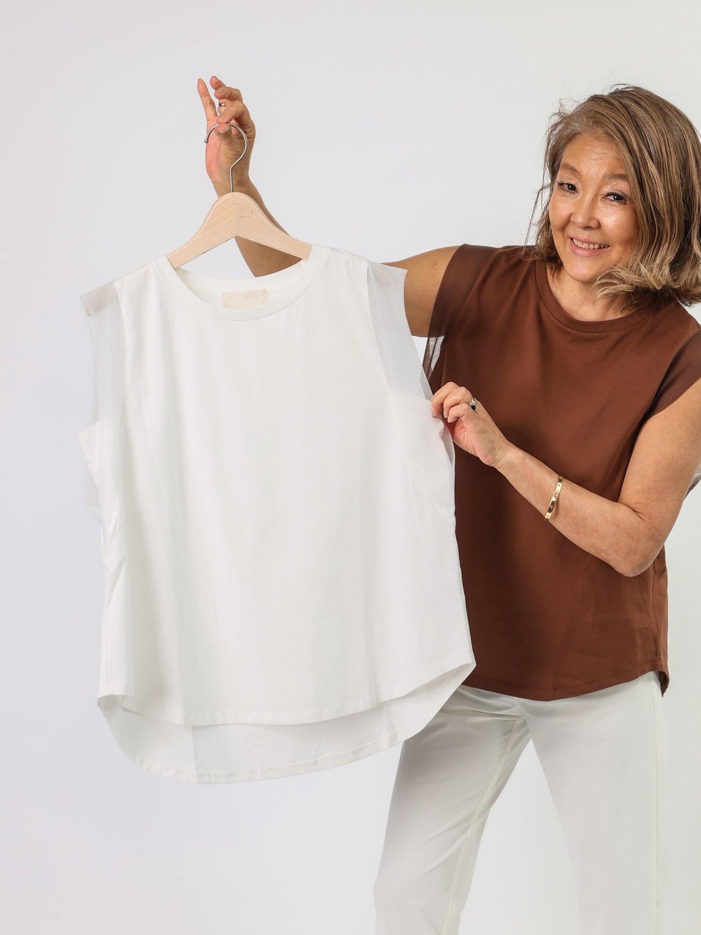 シアーフレンチスリーブTシャツ（Mylanka）