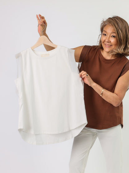 シアーフレンチスリーブTシャツ（Mylanka）