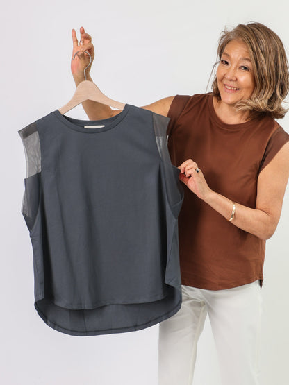 シアーフレンチスリーブTシャツ（Mylanka）