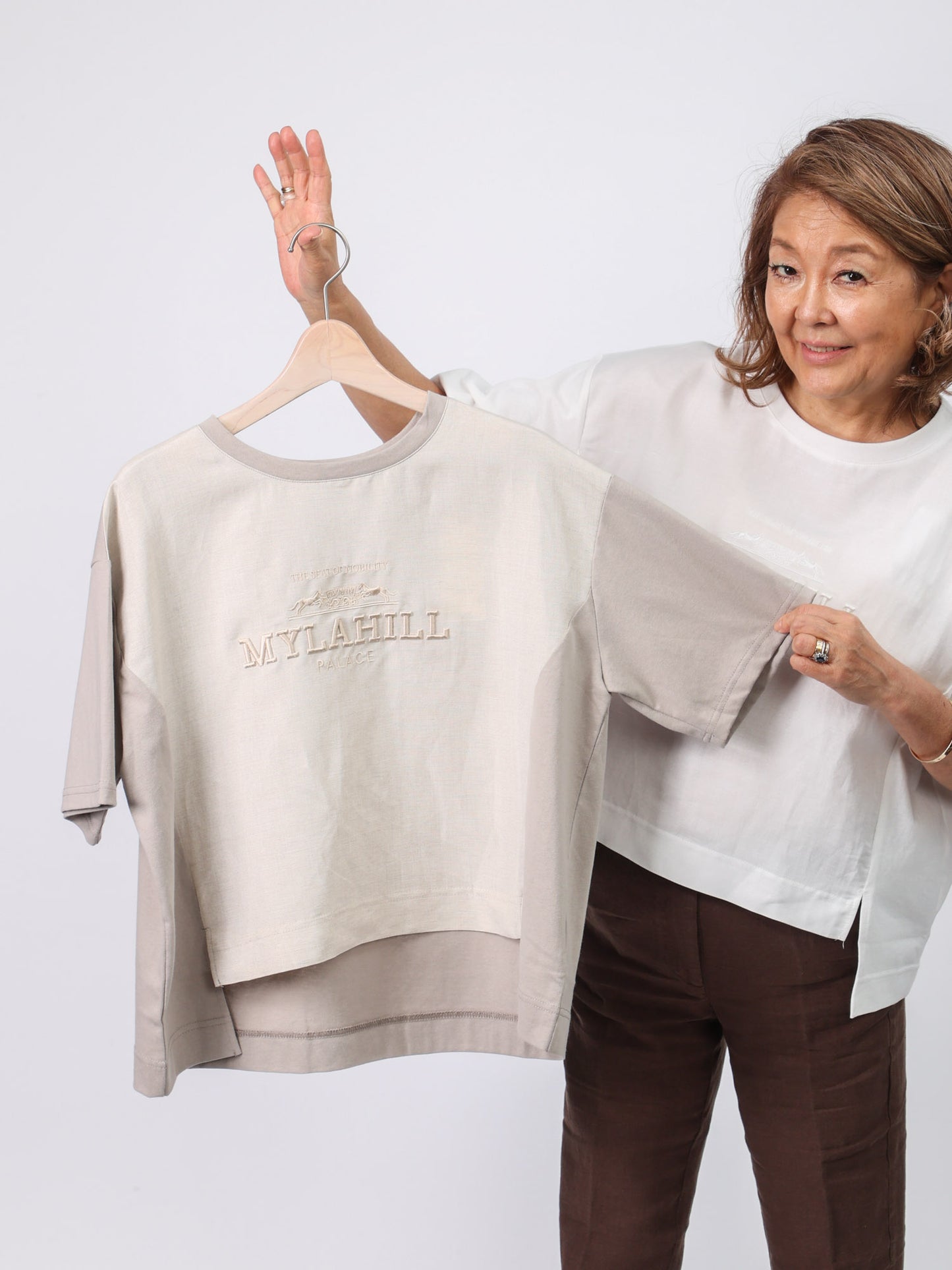 異素材ドッキングTシャツ（Mylanka）