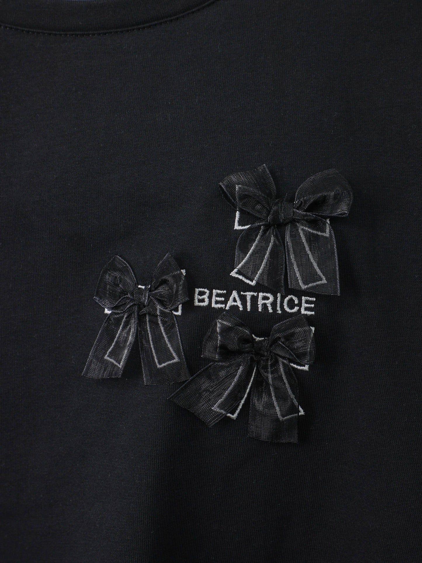 ロゴ刺繍オーガンジーリボンTシャツ（BEATRICE）