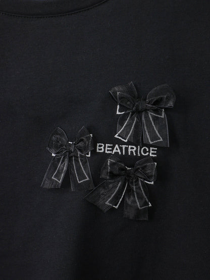 ロゴ刺繍オーガンジーリボンTシャツ（BEATRICE）