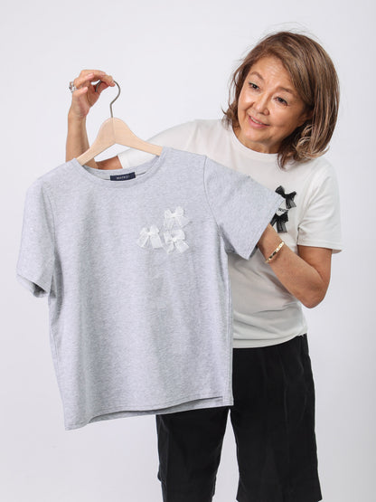 ロゴ刺繍オーガンジーリボンTシャツ（BEATRICE）