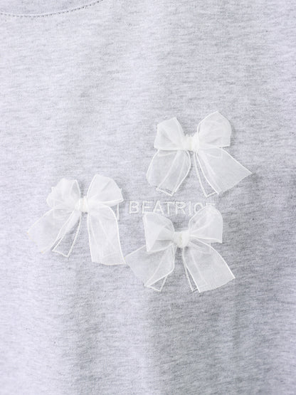 ロゴ刺繍オーガンジーリボンTシャツ（BEATRICE）