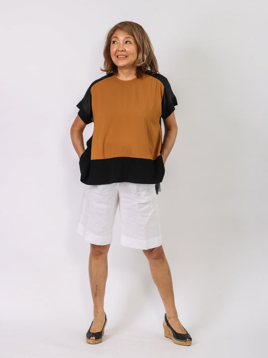 デシン×ニット付属使いブラウス（BRAHMIN)