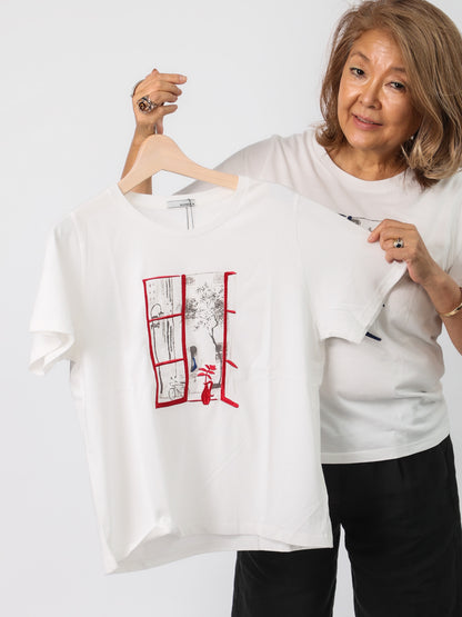 刺繍プリントデザインTシャツ（BEATRICE）