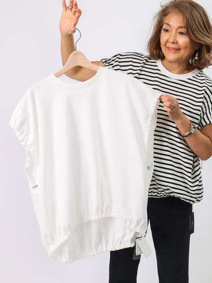 袖口ドロストデザインTシャツ(BRAHMIN)